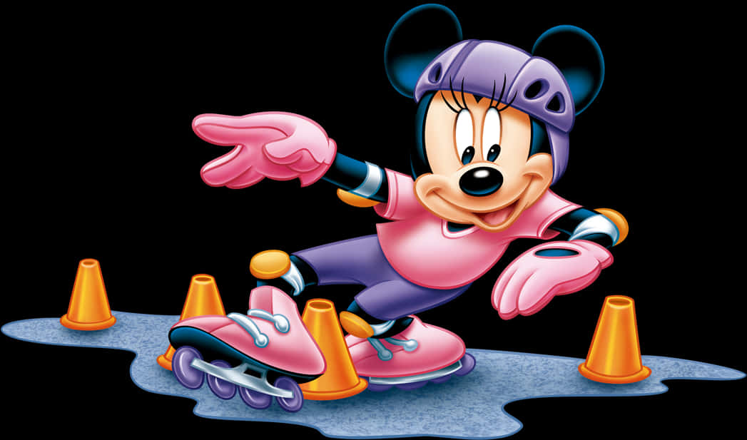 Minnie Mouse Rollerblading Fun PNG