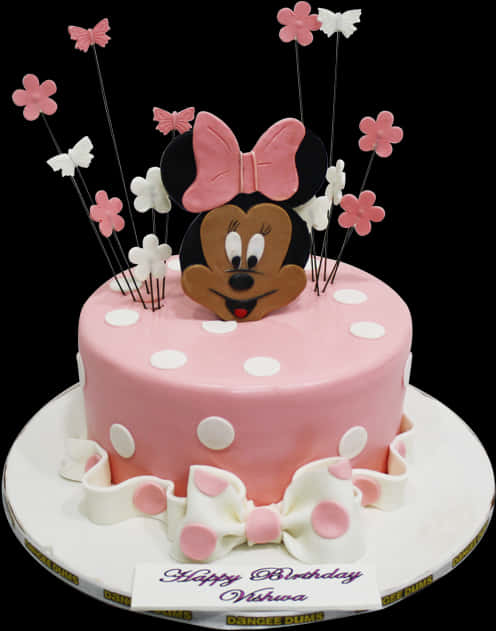 Minnie Mouse Themed Birthday Cake PNG