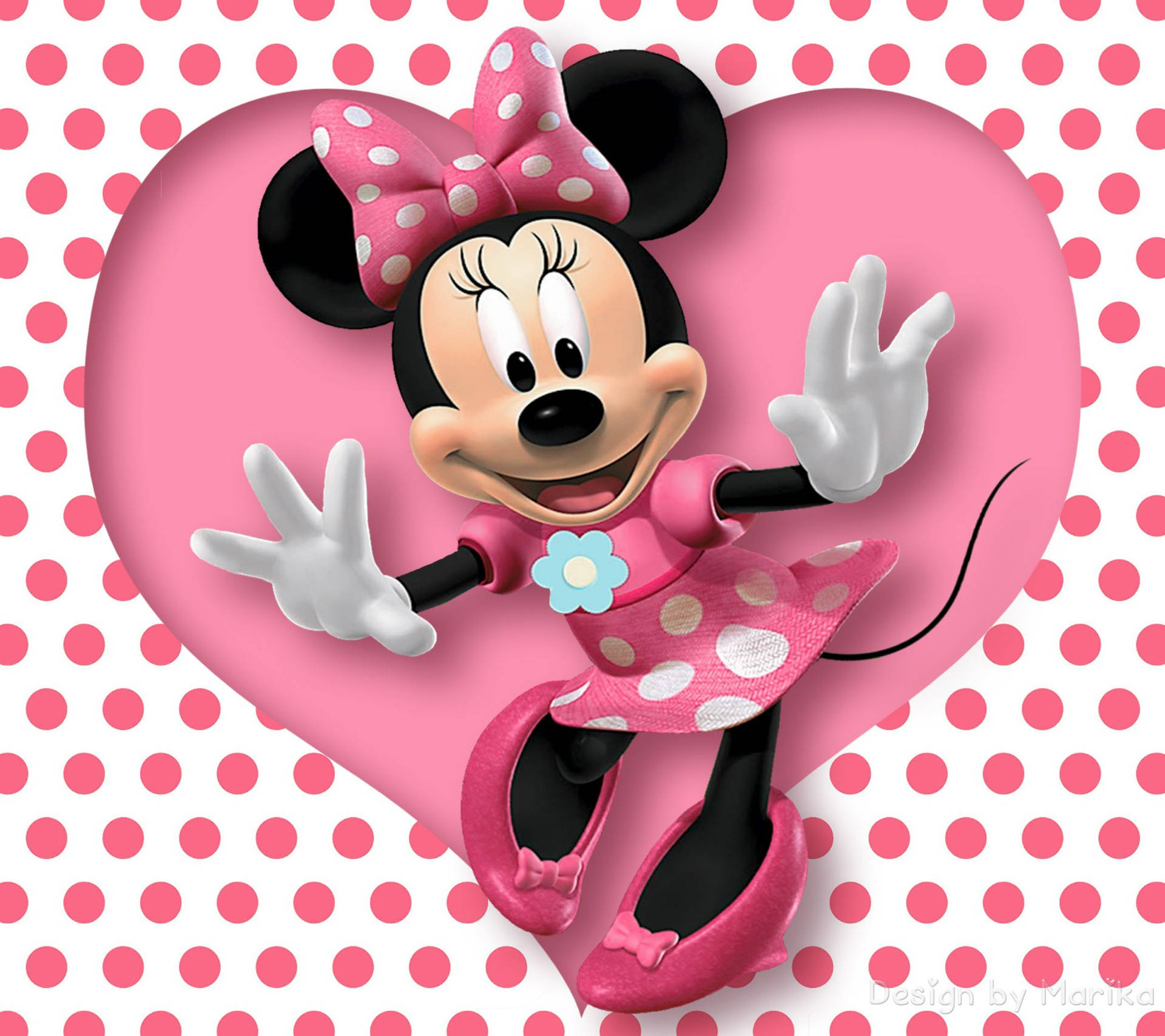 Minnie Mouse With Hands Spread Wallpaper