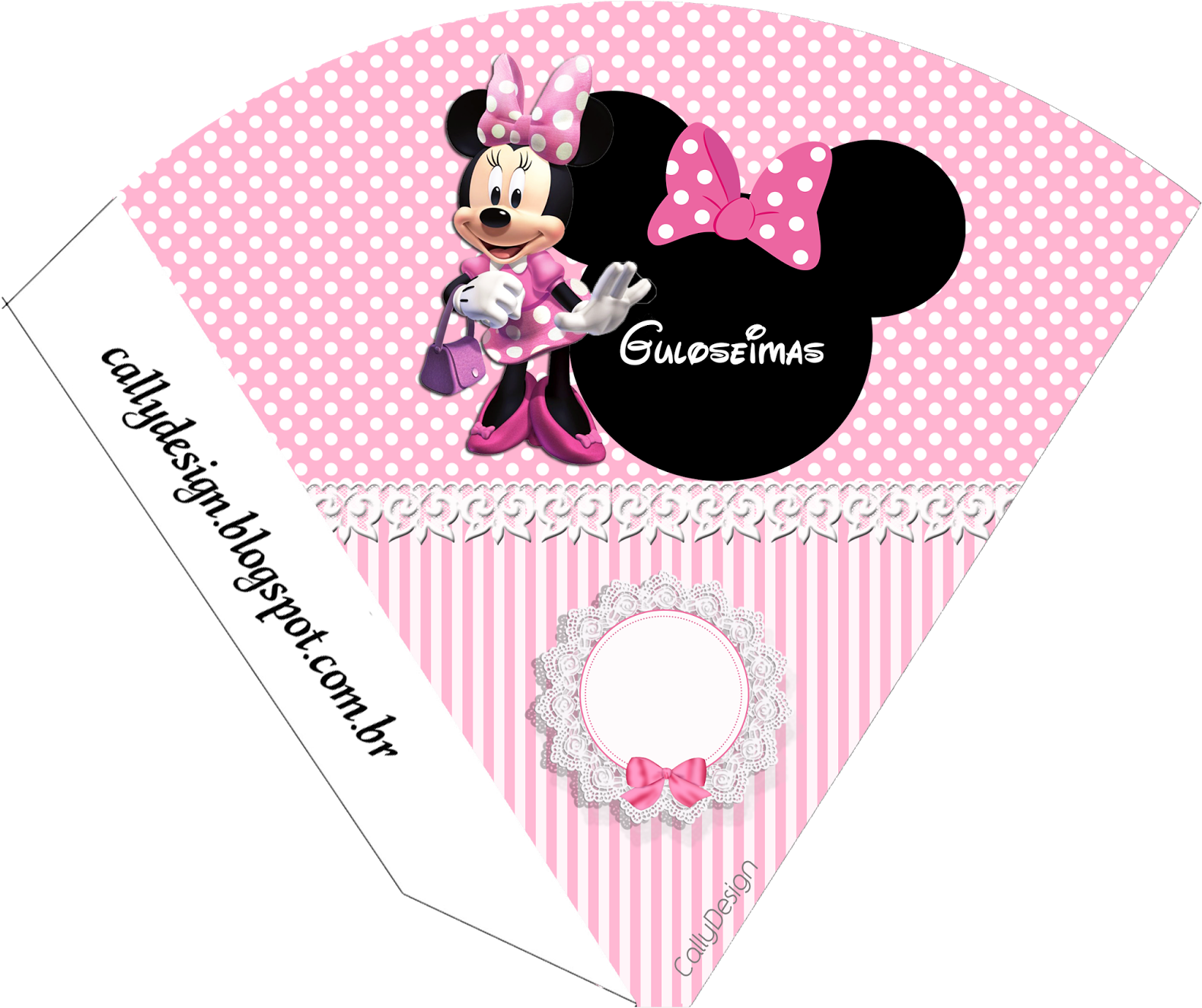 Minnie Rosa Party Cone Design PNG