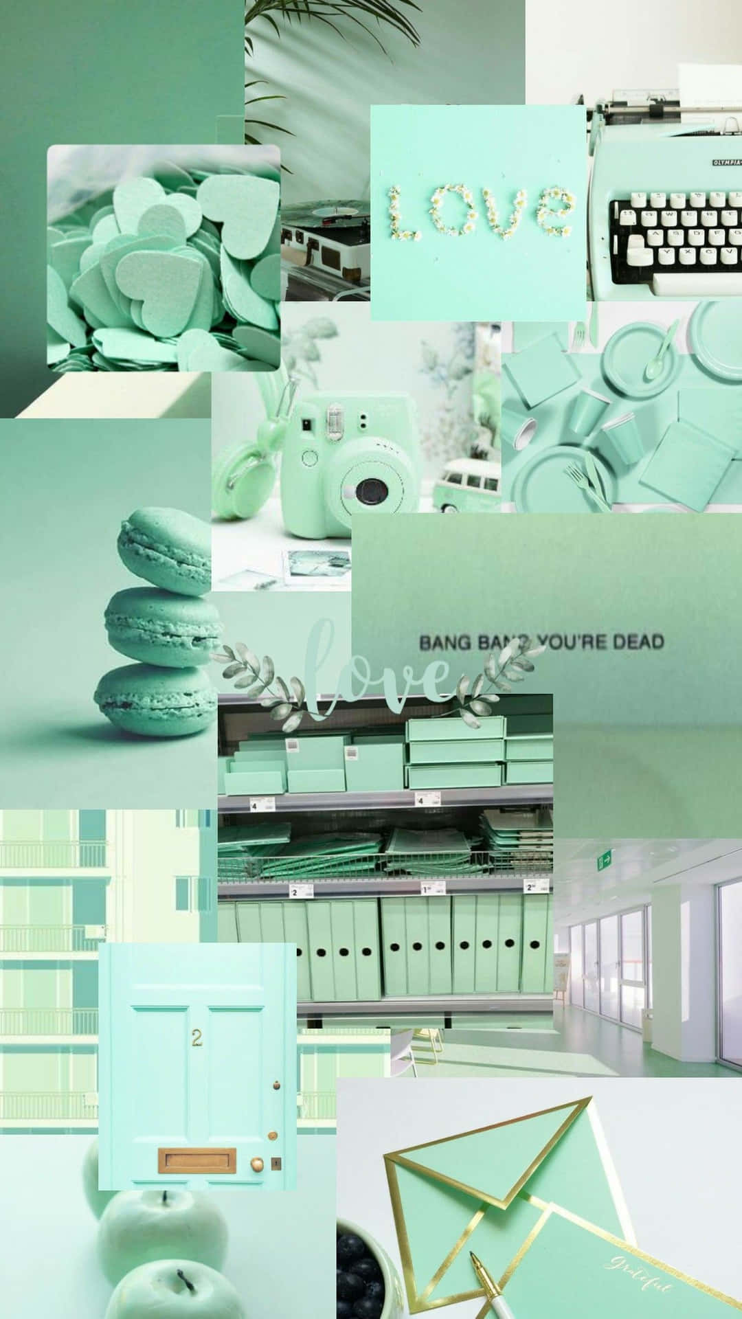 Mint Aesthetic Collage Wallpaper