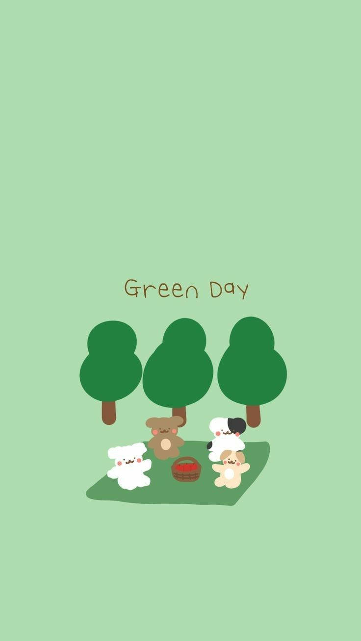 Mint Green Aesthetic Bears Wallpaper