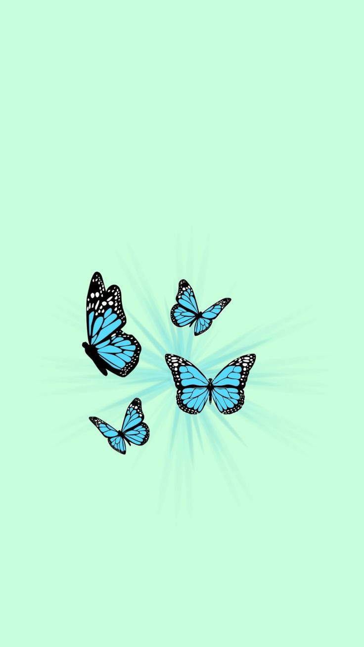 Mint Green Aesthetic Butterflies Wallpaper