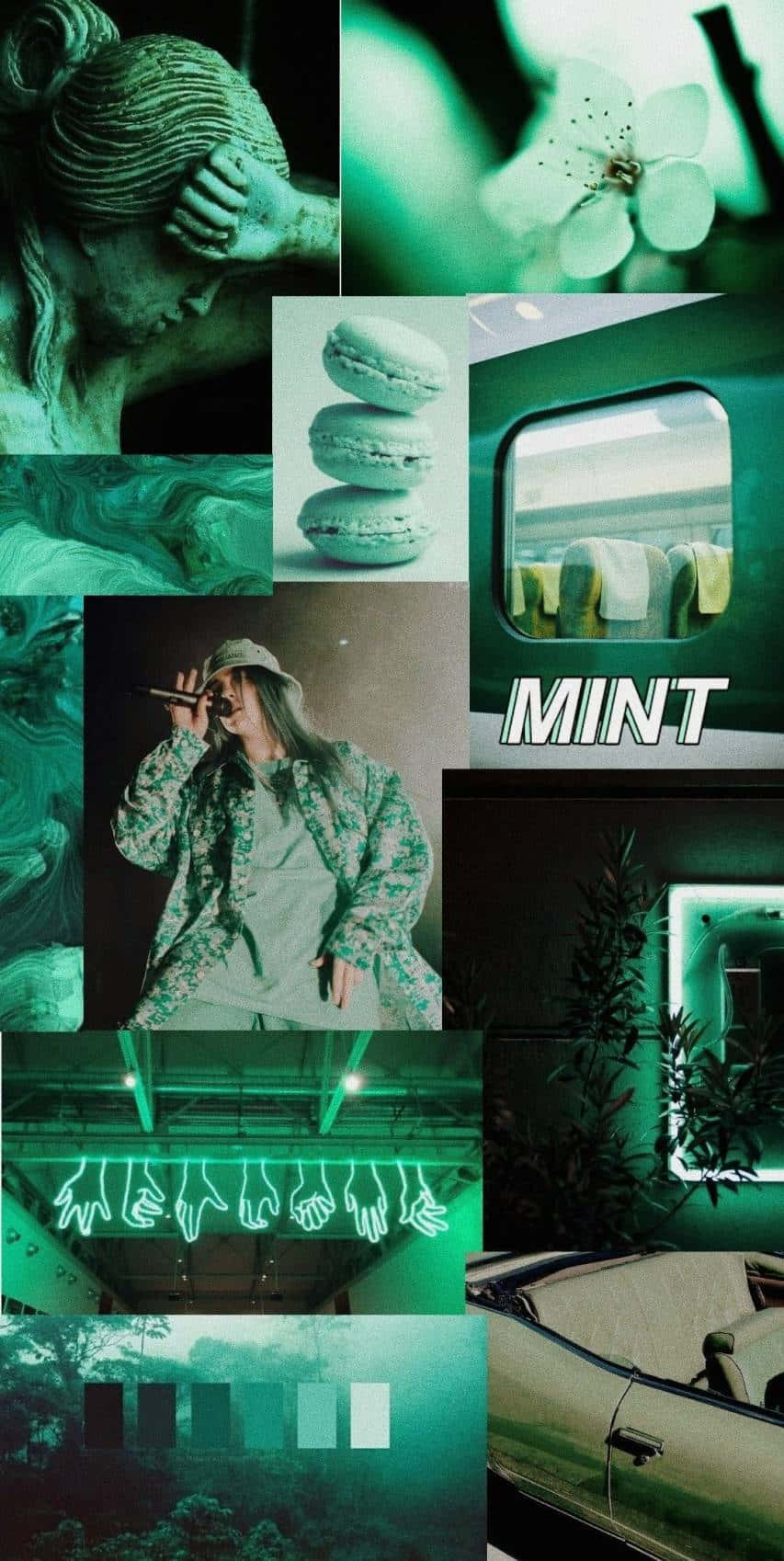 Mint Green Aesthetic Collage Wallpaper