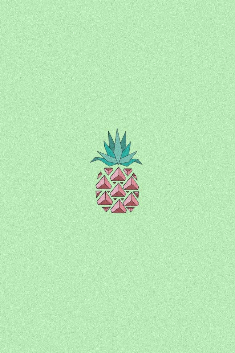 Mint Green Aesthetic Pink Pineapple Wallpaper