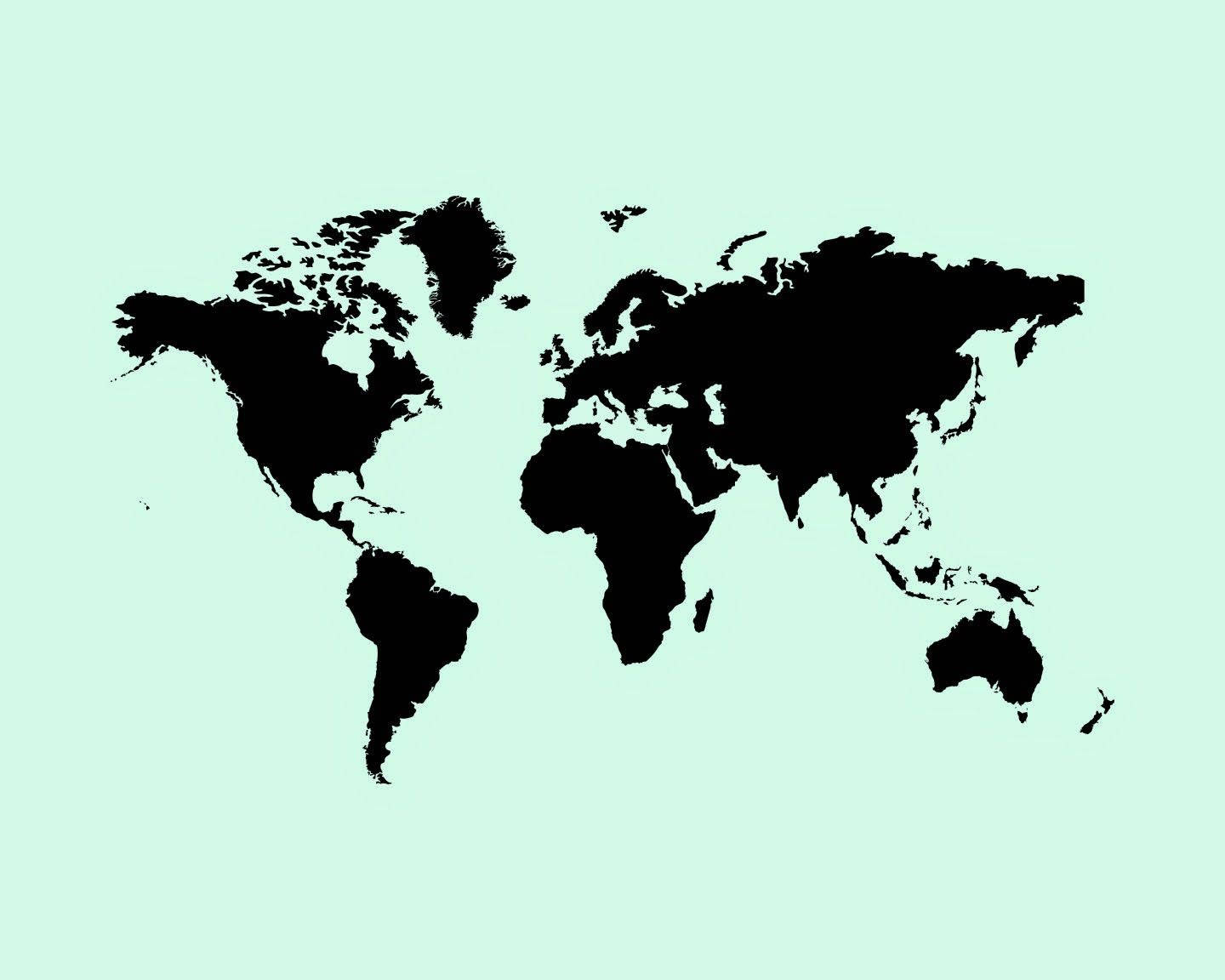 Mint Green Aesthetic World Map Wallpaper
