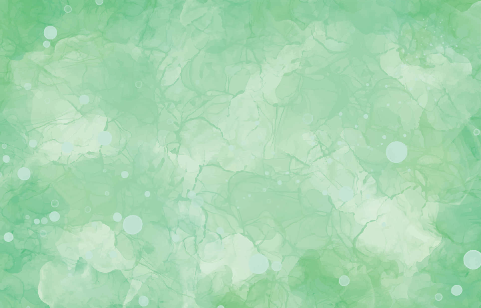 Green Watercolor Background With Bubbles