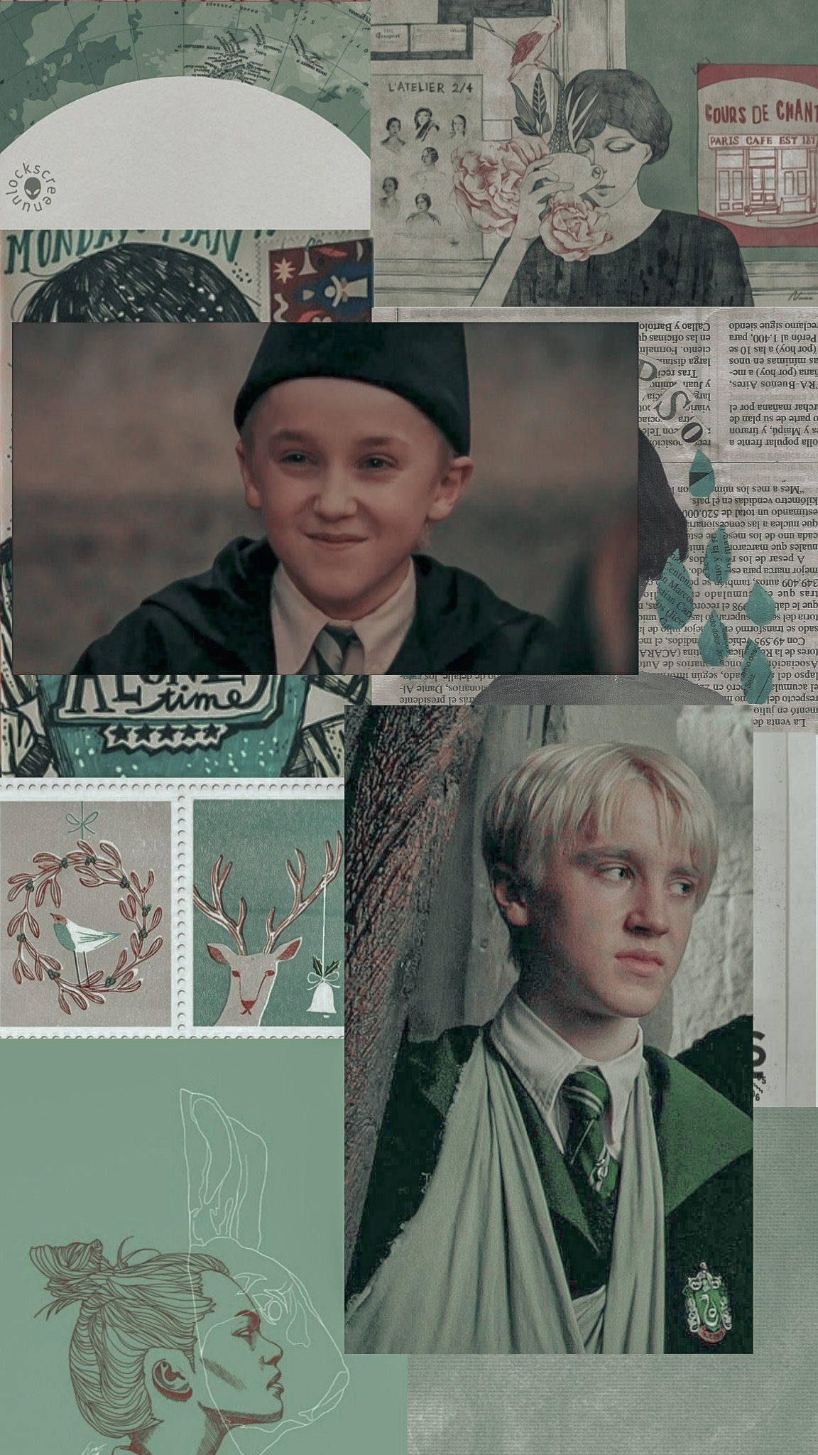 Mint Green Draco Malfoy Aesthetic Wallpaper