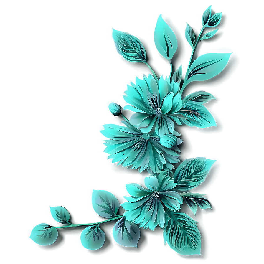 Mint Green Floral Pattern Png 50 PNG