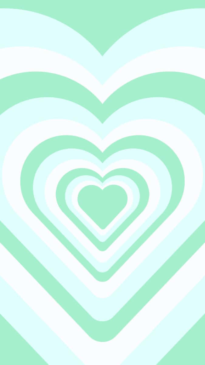 A Green And White Heart Shaped Pattern Wallpaper