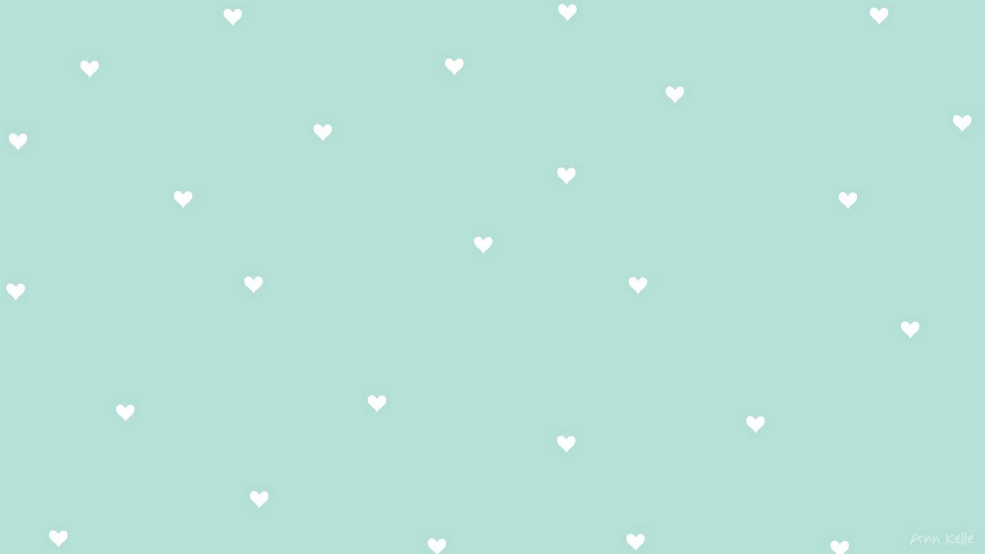 Mint Green Hearts Wallpaper