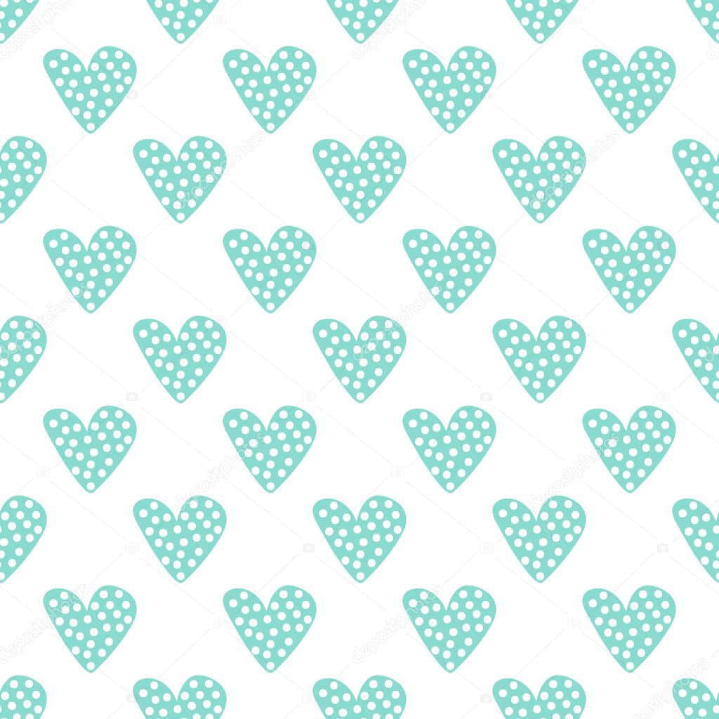 Deeply passionate hearts in a refreshing mint green Wallpaper