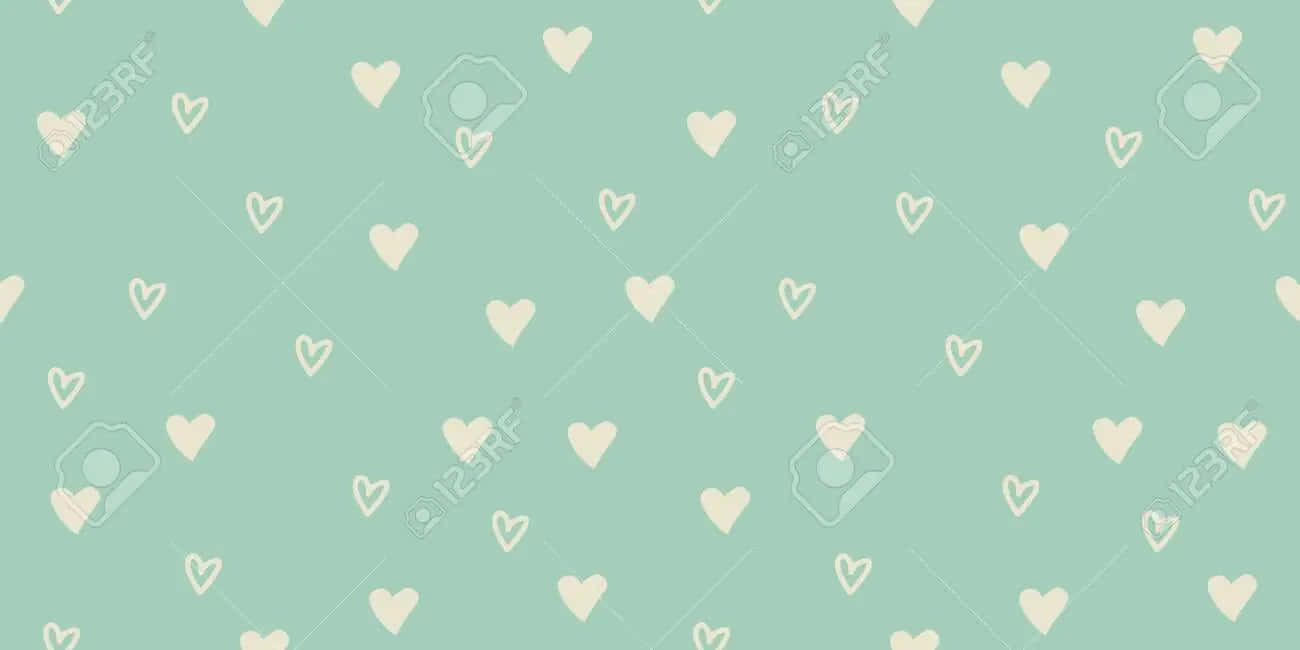 Kærlighed er i Luften med Mint Grønne Hjerter Wallpaper