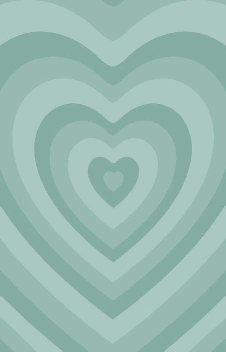 Farverige udspekuleret mynte grøn hjerter flyder med tendenser af iv. Wallpaper