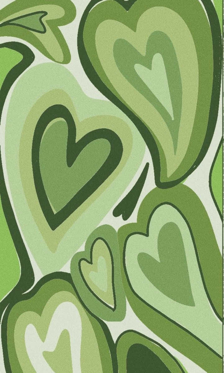 Green Hearts On A White Background Wallpaper
