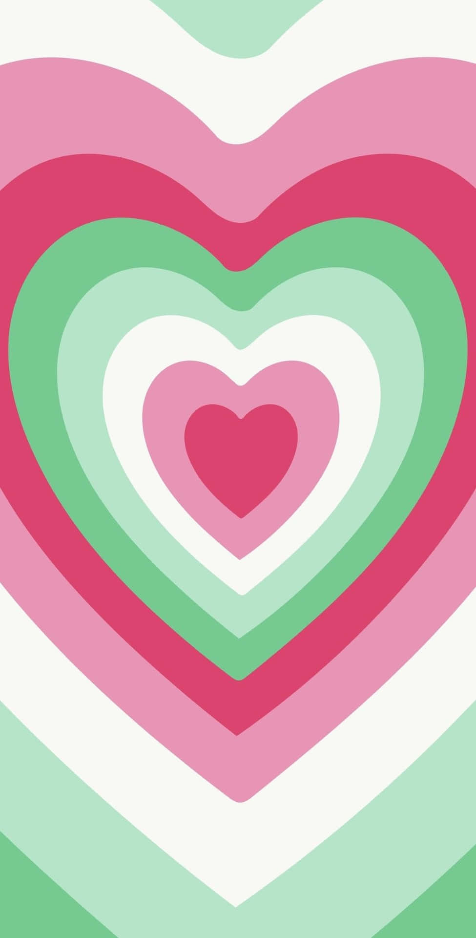 Et cool billede af fire menthol grønne hjerter, der overlapper på en sjov måde. Wallpaper