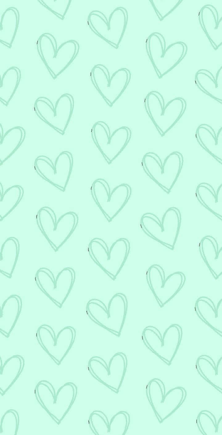 Let the love of mint green hearts spread Wallpaper