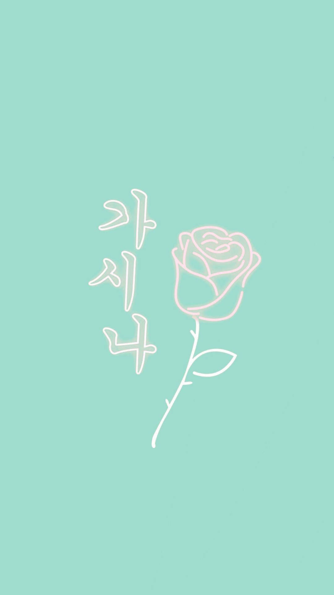 Rose Outline Mint Green Iphone Wallpaper