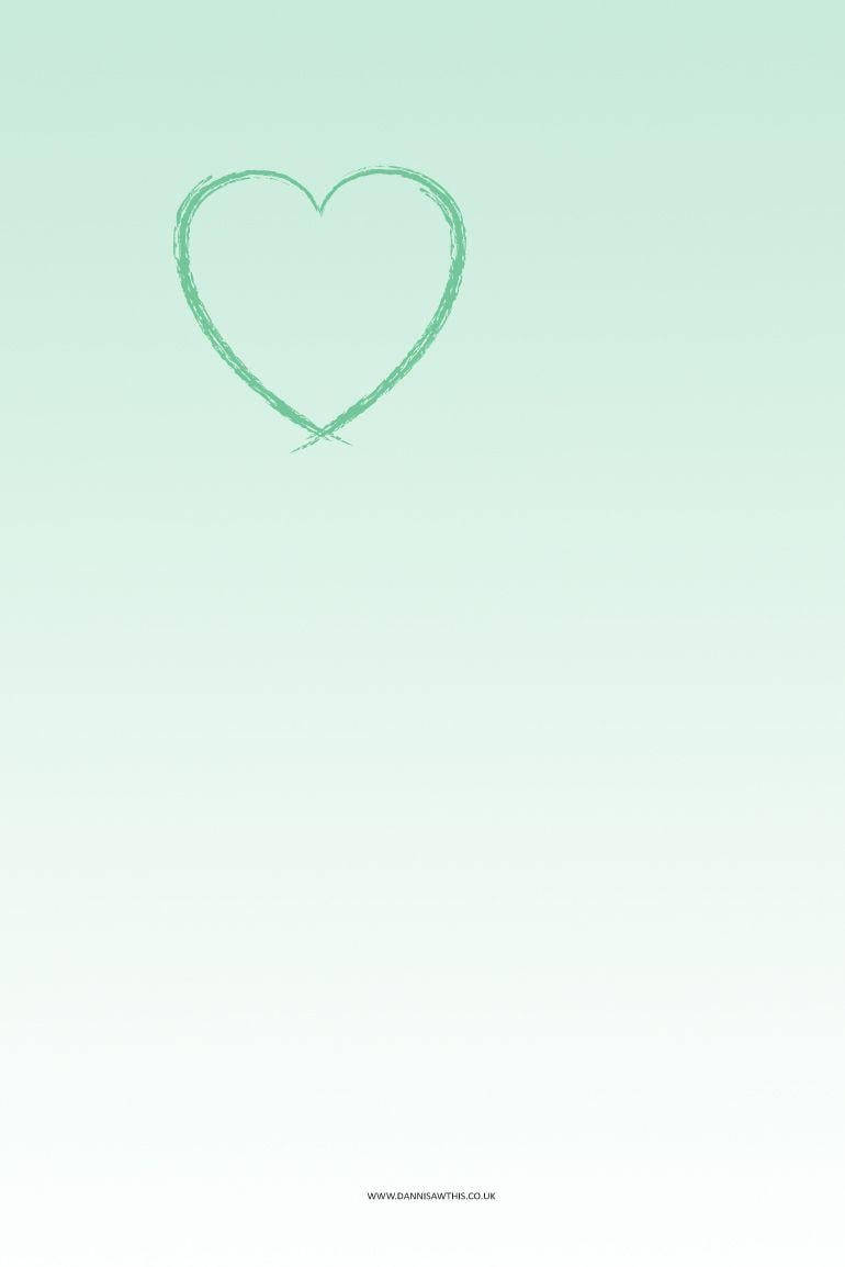 Heart On Ombre Mint Green Iphone Wallpaper
