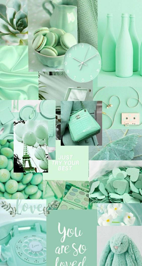 Download Mint Green Iphone Collage Wallpaper | Wallpapers.com