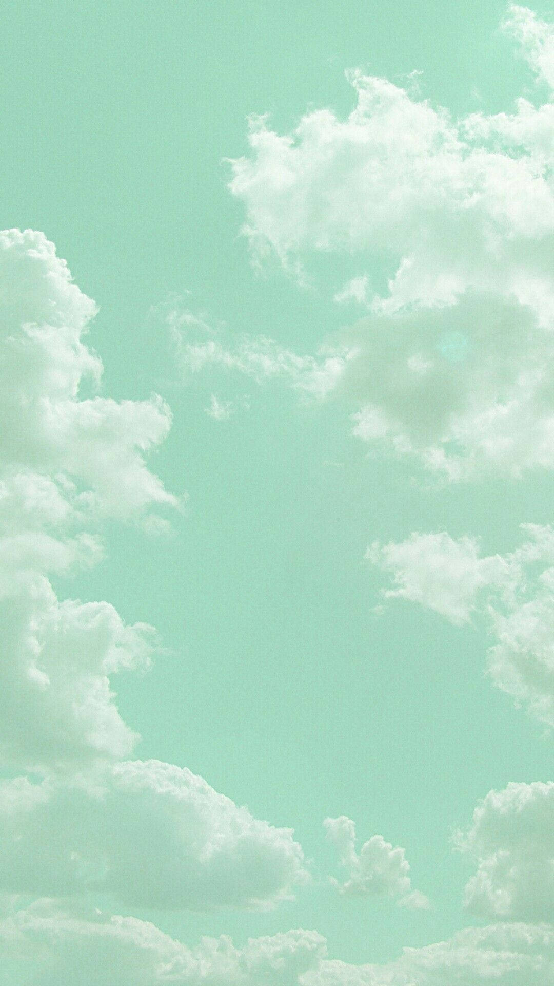 Cloudy Sky Mint Green Iphone Wallpaper