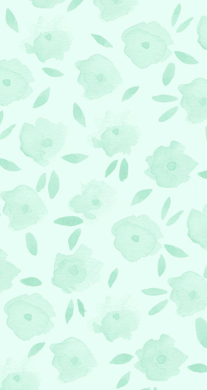 Rose Pattern Mint Green Iphone Wallpaper