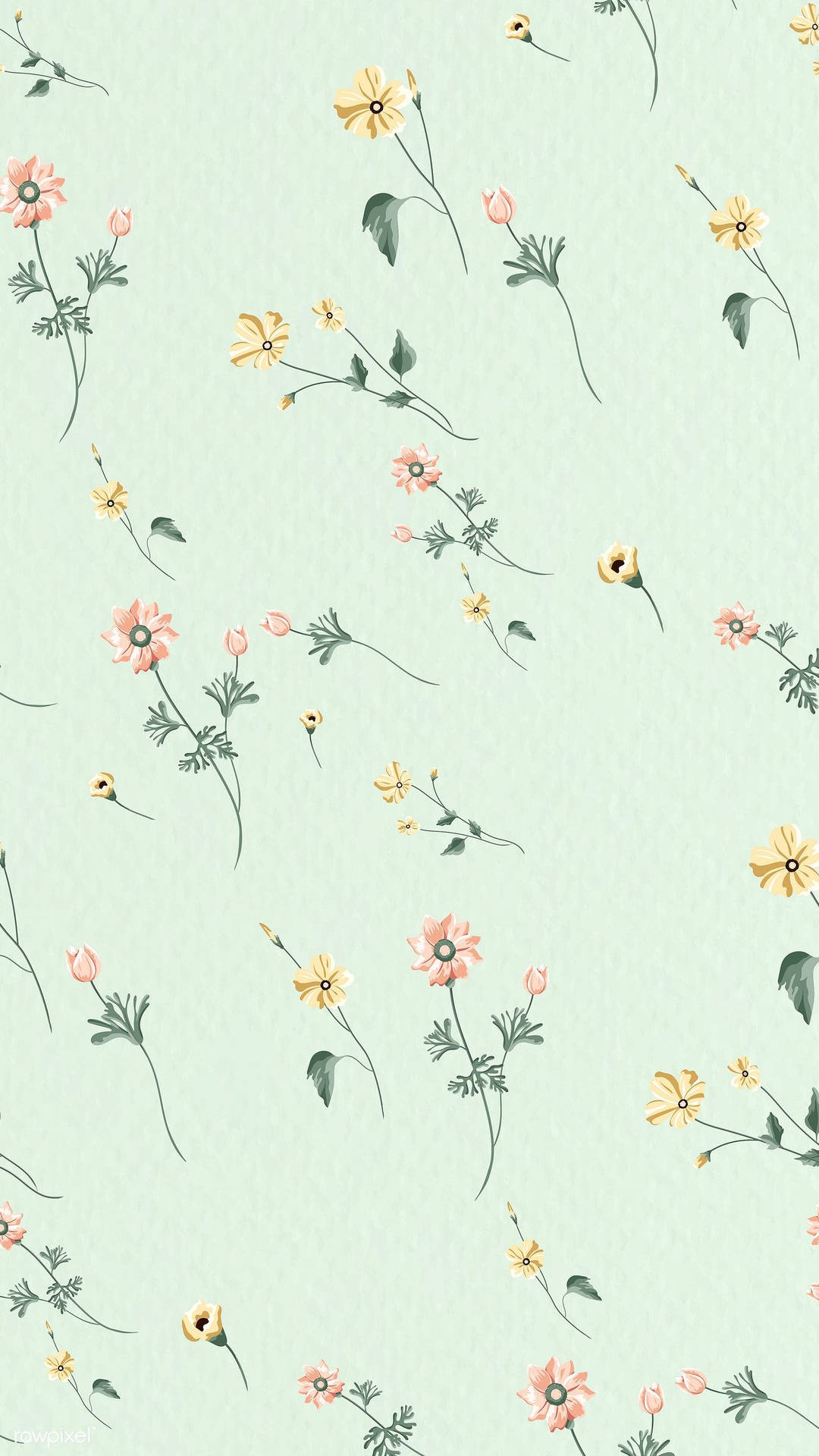 Smukke blomster Mint grøn Iphone Wallpaper