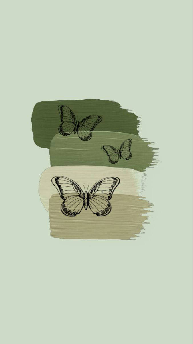 Æstetiske sommerfugle Mintgrøn Iphone baggrund Wallpaper