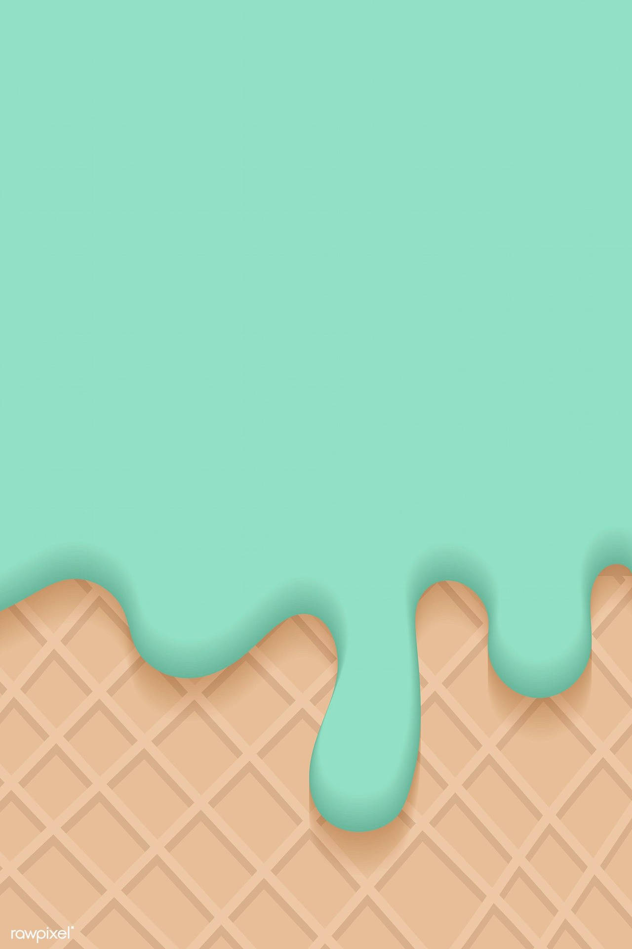 Waffle Texture With Melting Mint Green Iphone Wallpaper