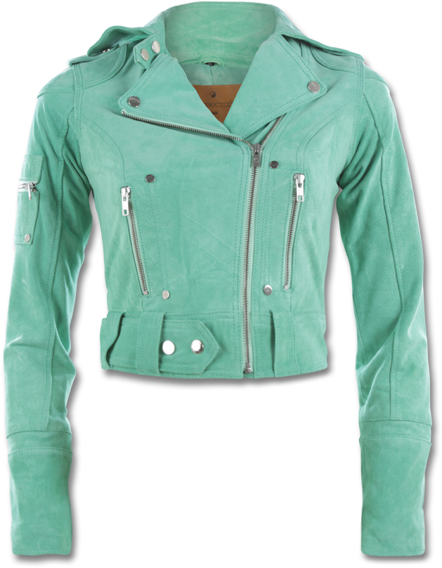 Mint Green Leather Jacket PNG