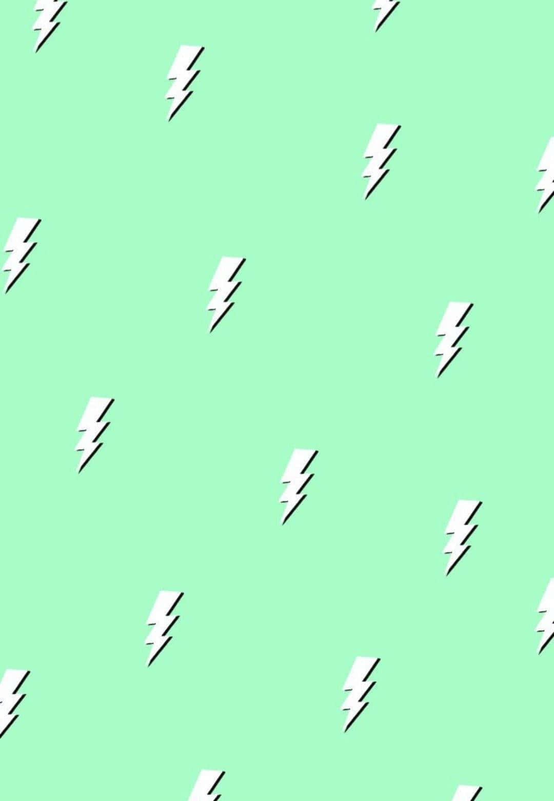 Mint Green Lightning Bolts Pattern Wallpaper