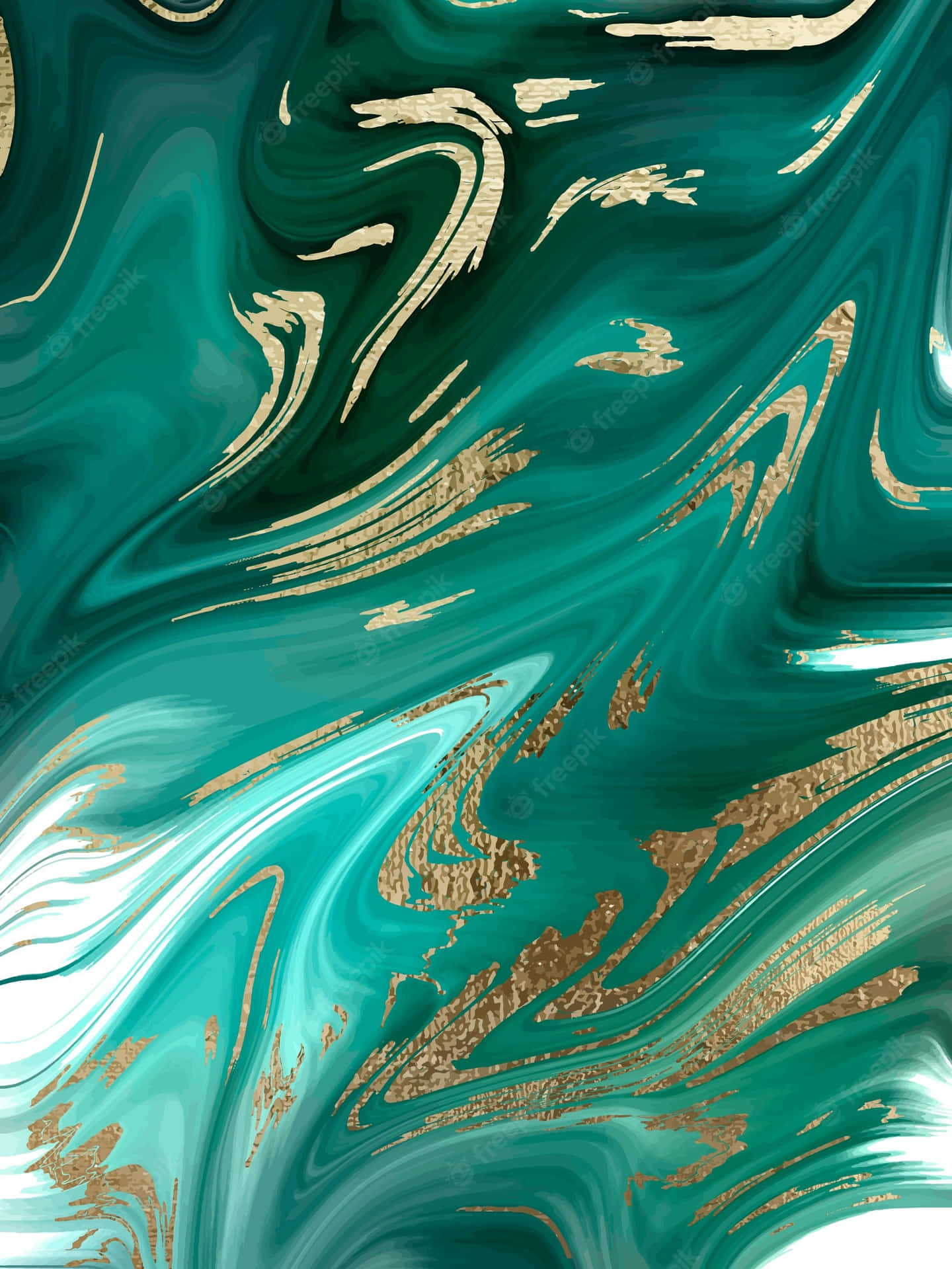 A Green And Gold Swirled Abstract Painting Wallpaper