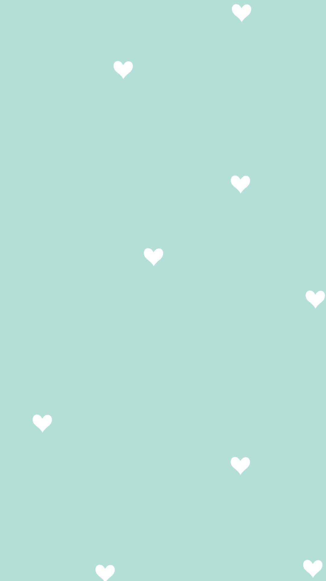 Mint Hearts Pattern Background Wallpaper