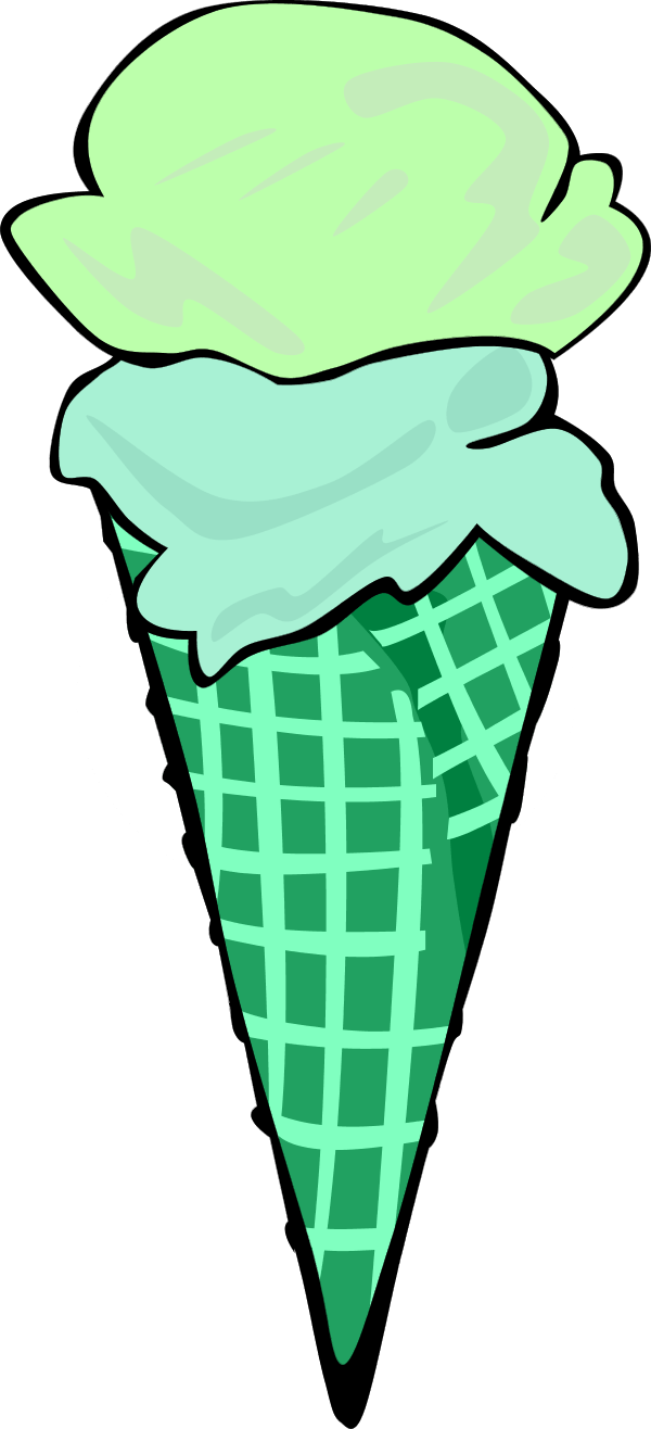 Mint Ice Cream Cone Illustration PNG