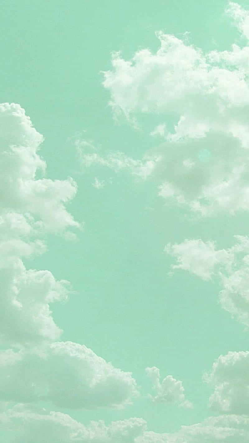 Mint Sky Clouds Aesthetic.jpg Wallpaper