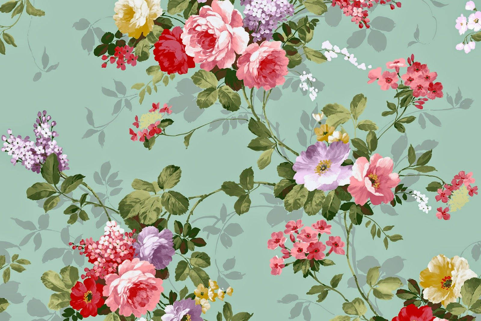 Mint Vintage Floral Background