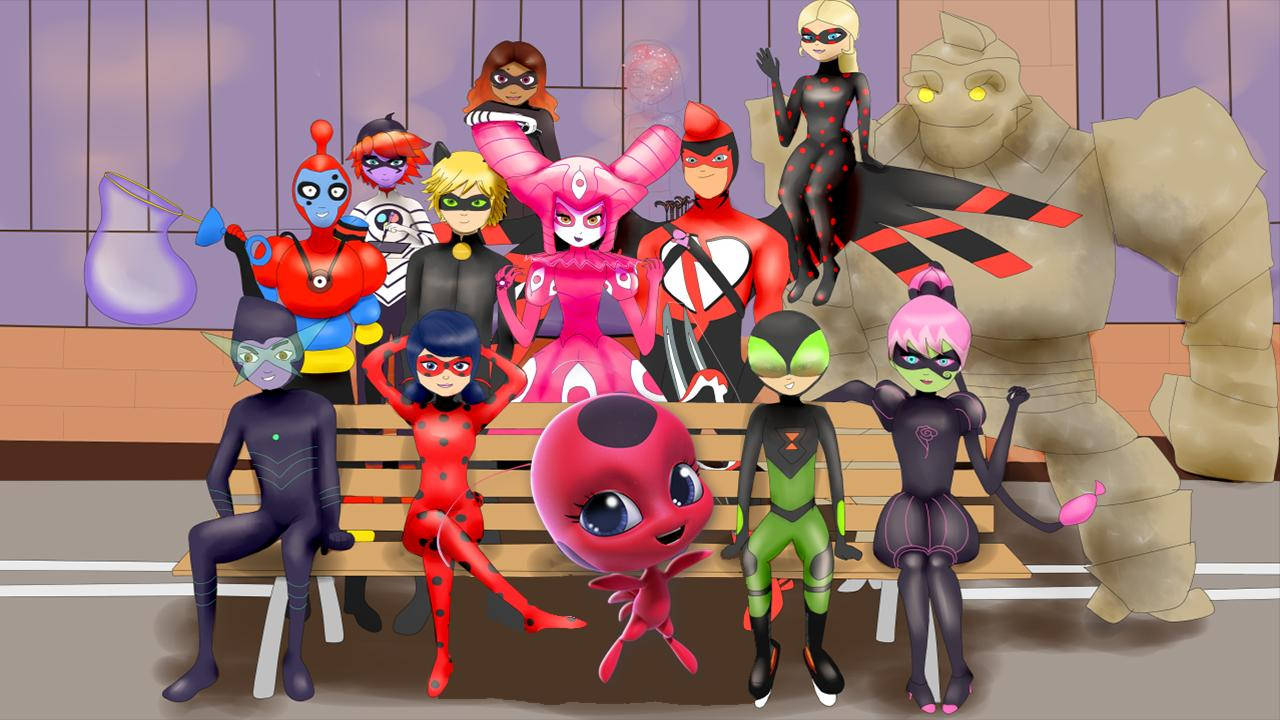 Miraculous Ladybug And Cat Noir Characters Wallpaper