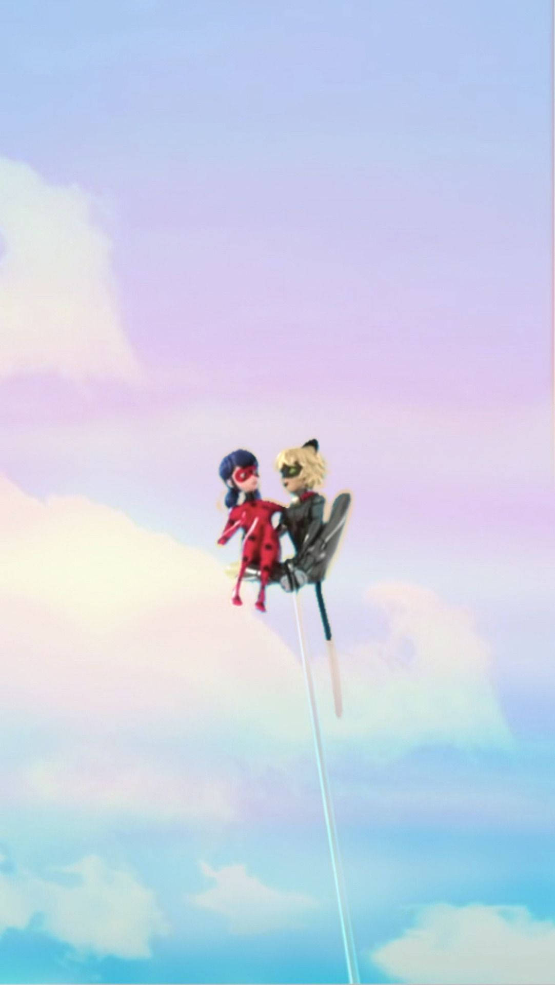 Miraculous Ladybug And Cat Noir In Air