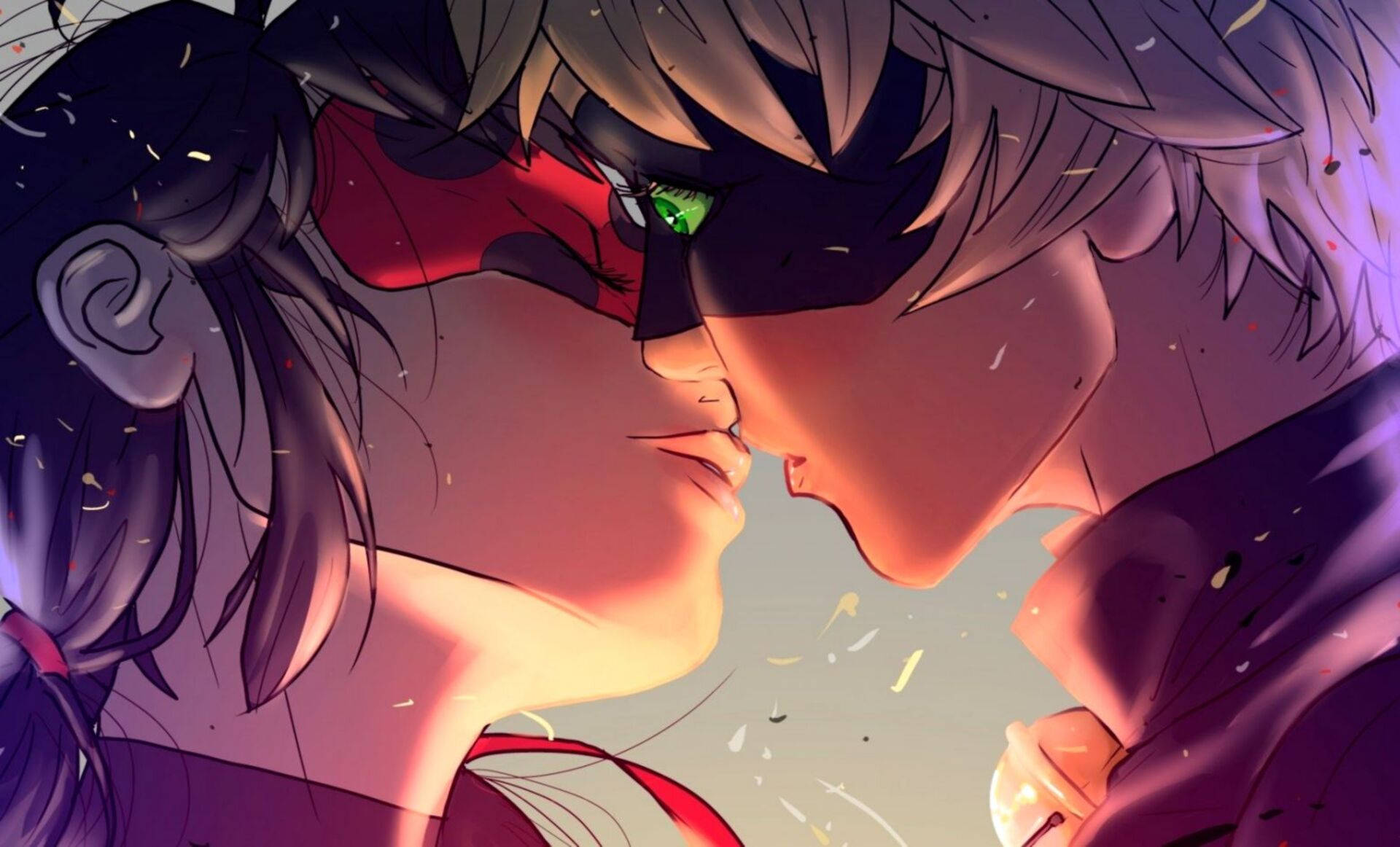 Miraculous Ladybug And Cat Noir Kiss Background