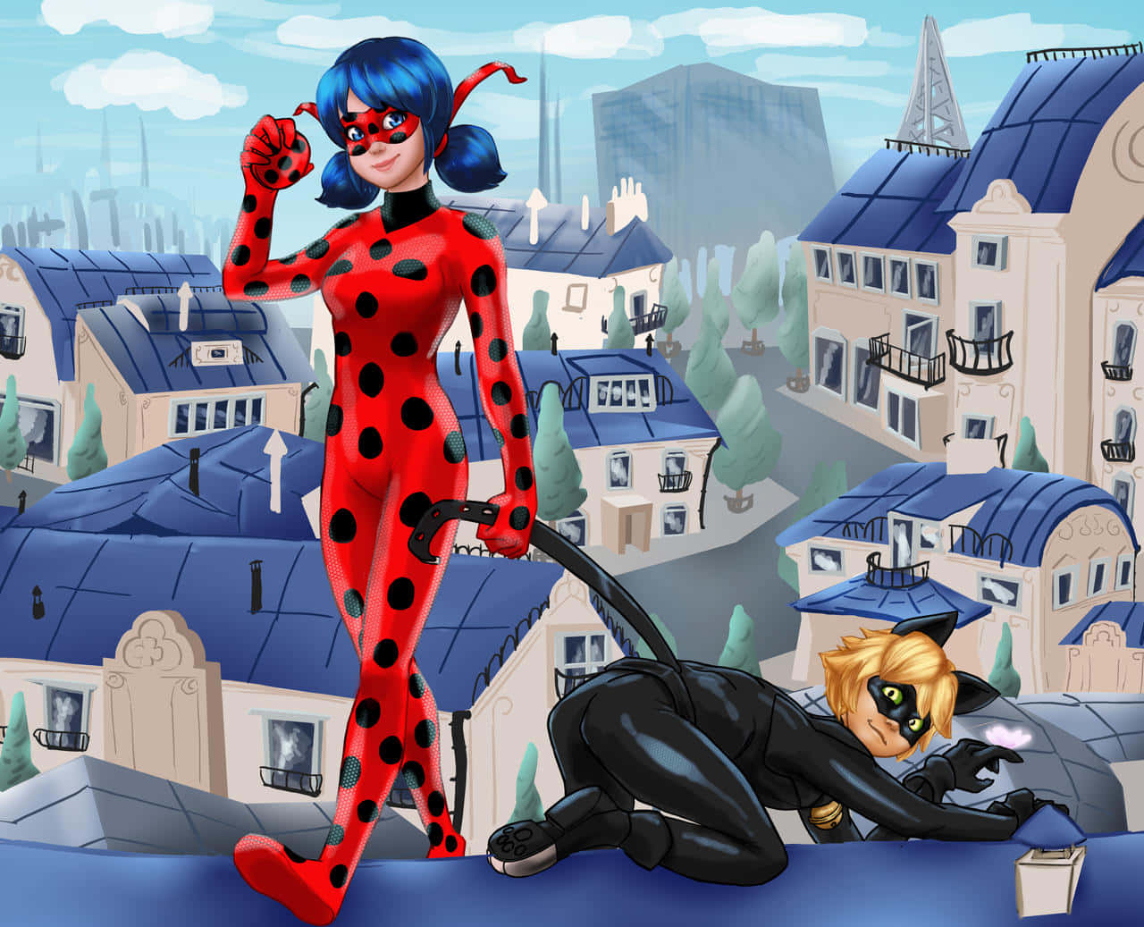 Ladybug and Cat Noir uniting their powers to save Paris!