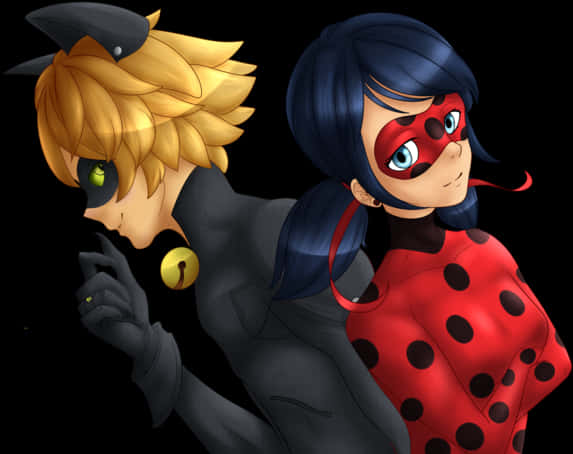 Miraculous Ladybugand Cat Noir Animated Characters PNG