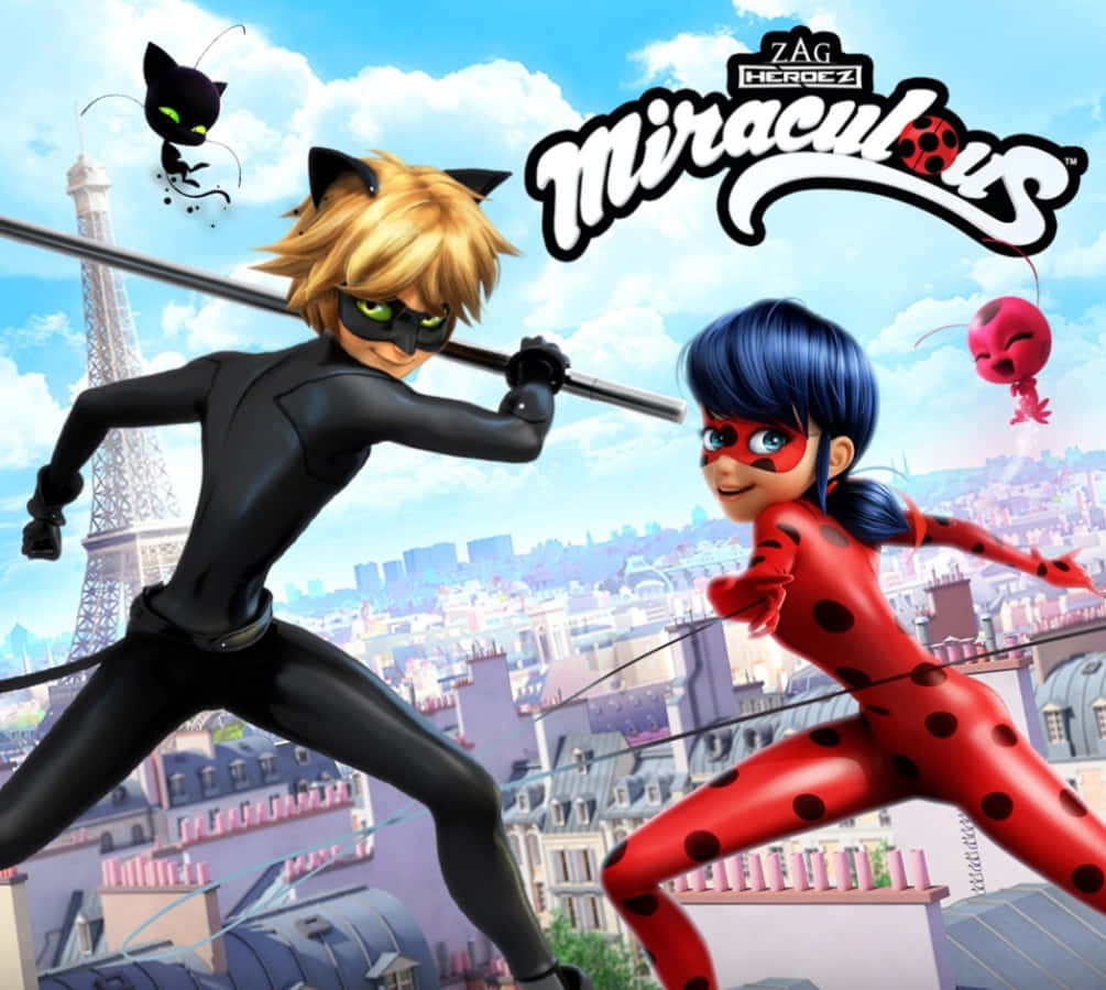 Ladybug and Cat Noir from the hit television show, Miraculous