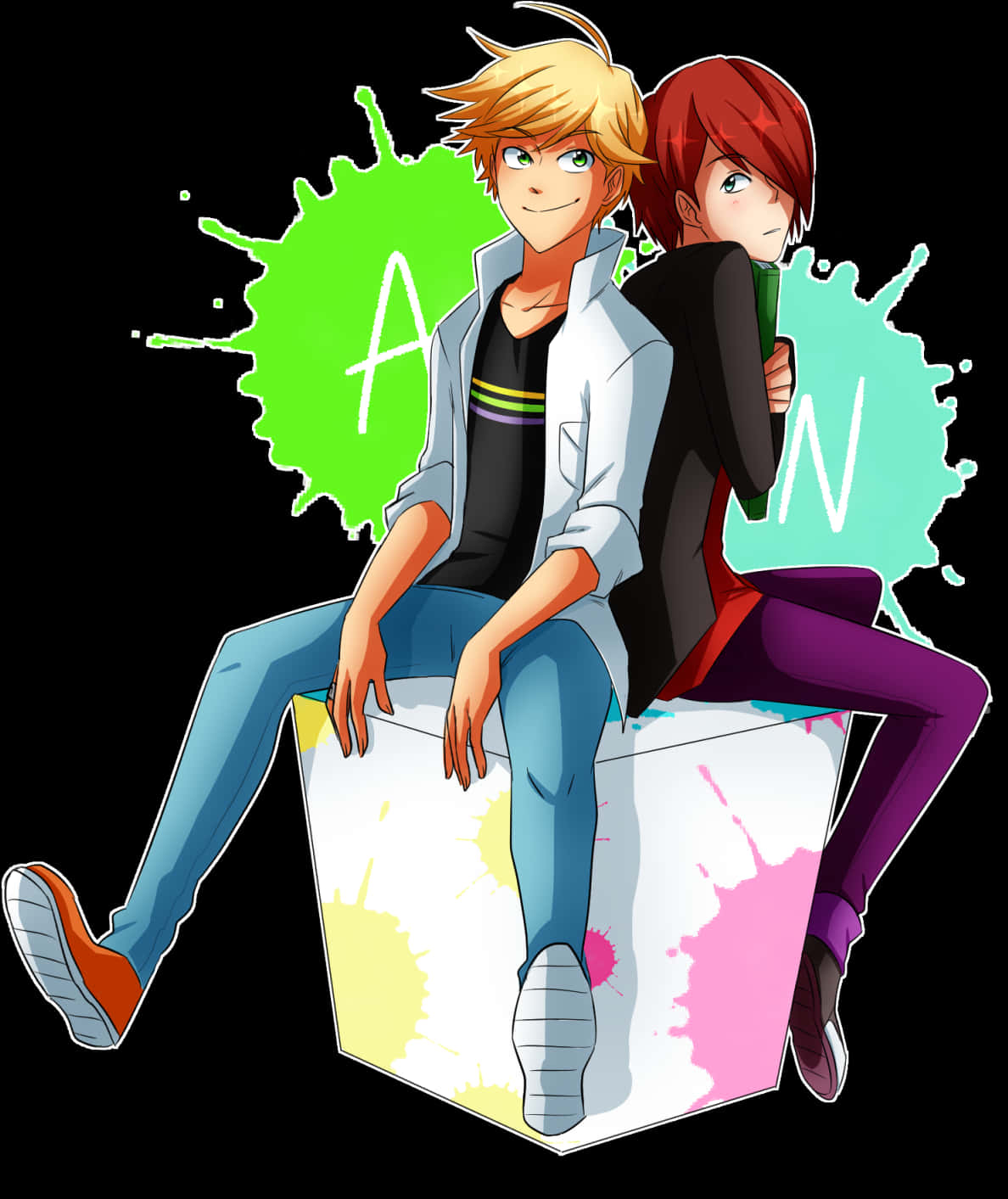 Miraculous_ Ladybug_ Adrien_and_ Nathaniel_ Vector_ Art PNG
