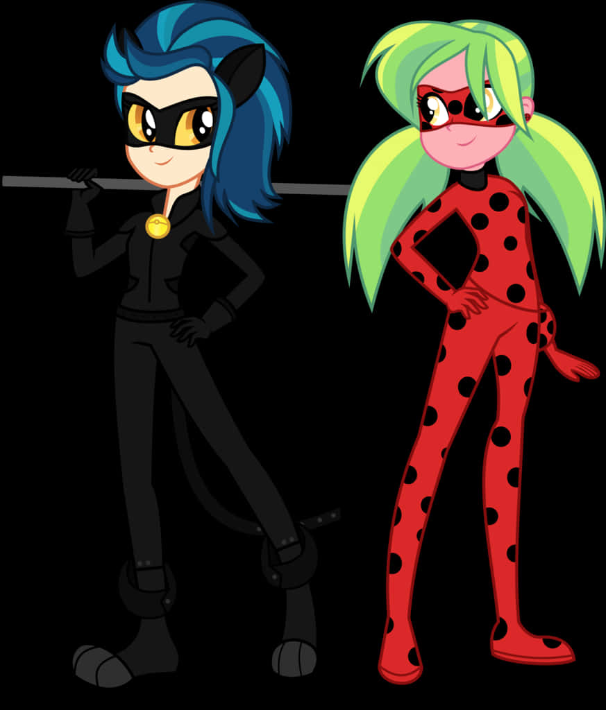 Download Miraculous_ Ladybug_and_ Cat_ Noir_ Animated_ Characters |  Wallpapers.com