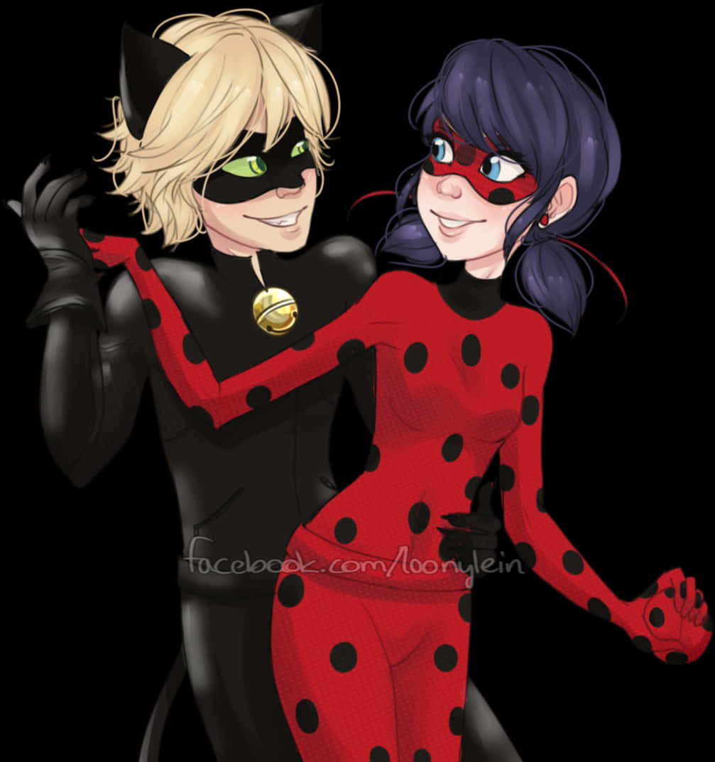 Download Miraculous_ Ladybug_and_ Cat_ Noir_ Pose | Wallpapers.com