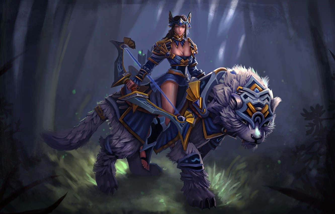 Mirana, Princess of the Moon, poised in an action stance. Wallpaper