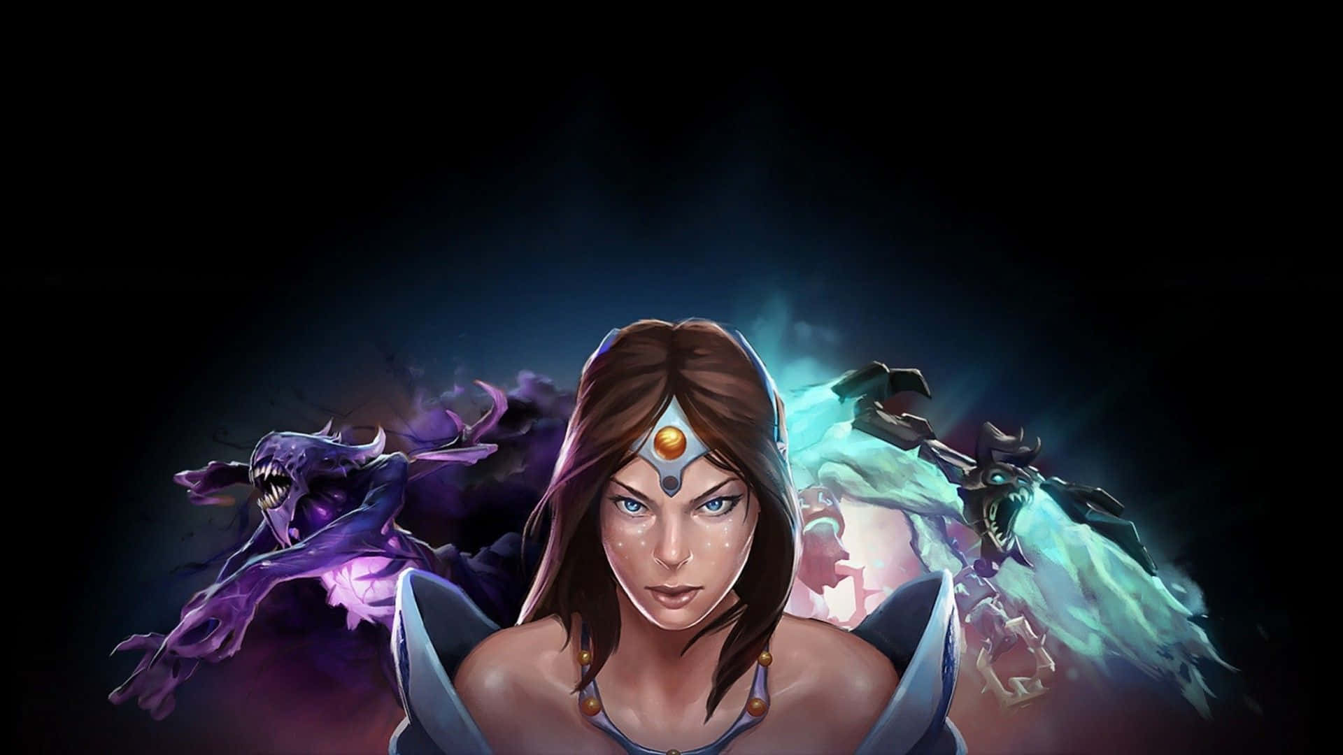 Mirana, the Queen of the Night, riding her loyal mount, Sagan, in the mystical world of Dota 2 Wallpaper