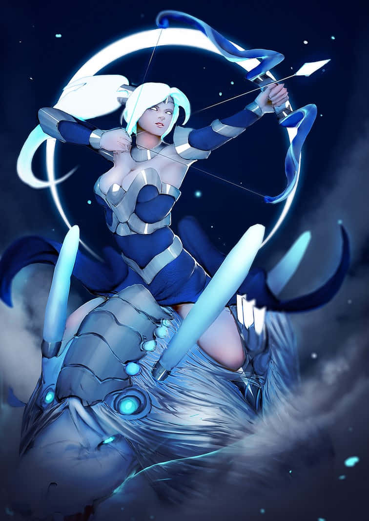 Mirana,la Princesa De La Luna, Empuñando Su Arco Y Flecha Mágicos. Fondo de pantalla