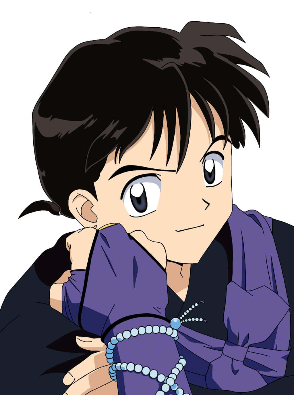 Miroku, the wise monk from InuYasha anime series, standing tall against a captivating sky. Wallpaper