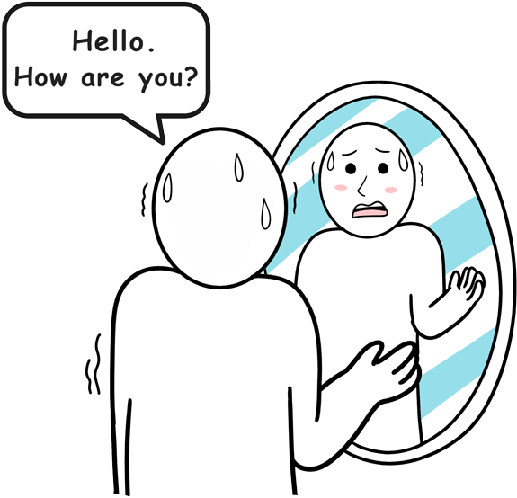 Mirror Anxiety Conversation Cartoon PNG